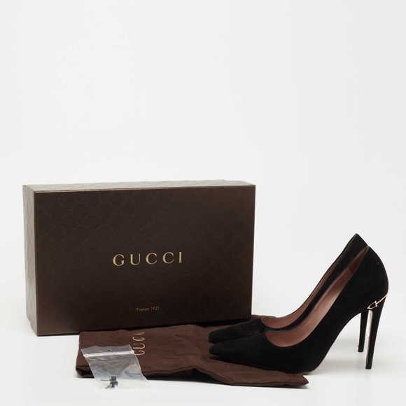 ✨️GUCCI ADINA HORSEBIT SUEDE BLACK HEELS SZ 37/7✨️ - Picture 8 of 16